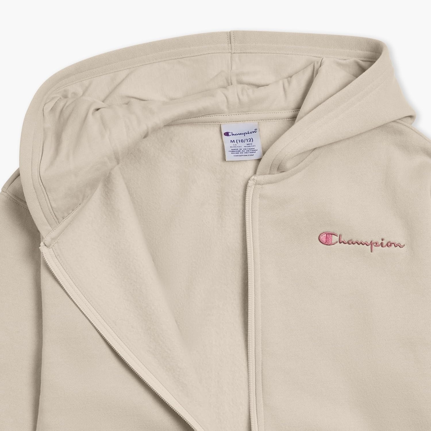 imageChampion Girls Athletic Zip Front Hoodie Sweatshirt for GirlsKhaki Signature
