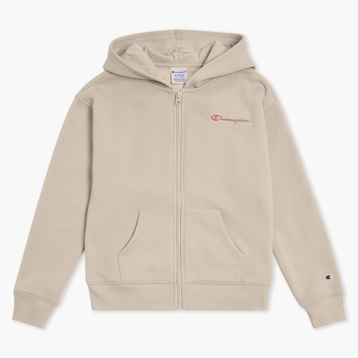 imageChampion Girls Athletic Zip Front Hoodie Sweatshirt for GirlsKhaki Signature