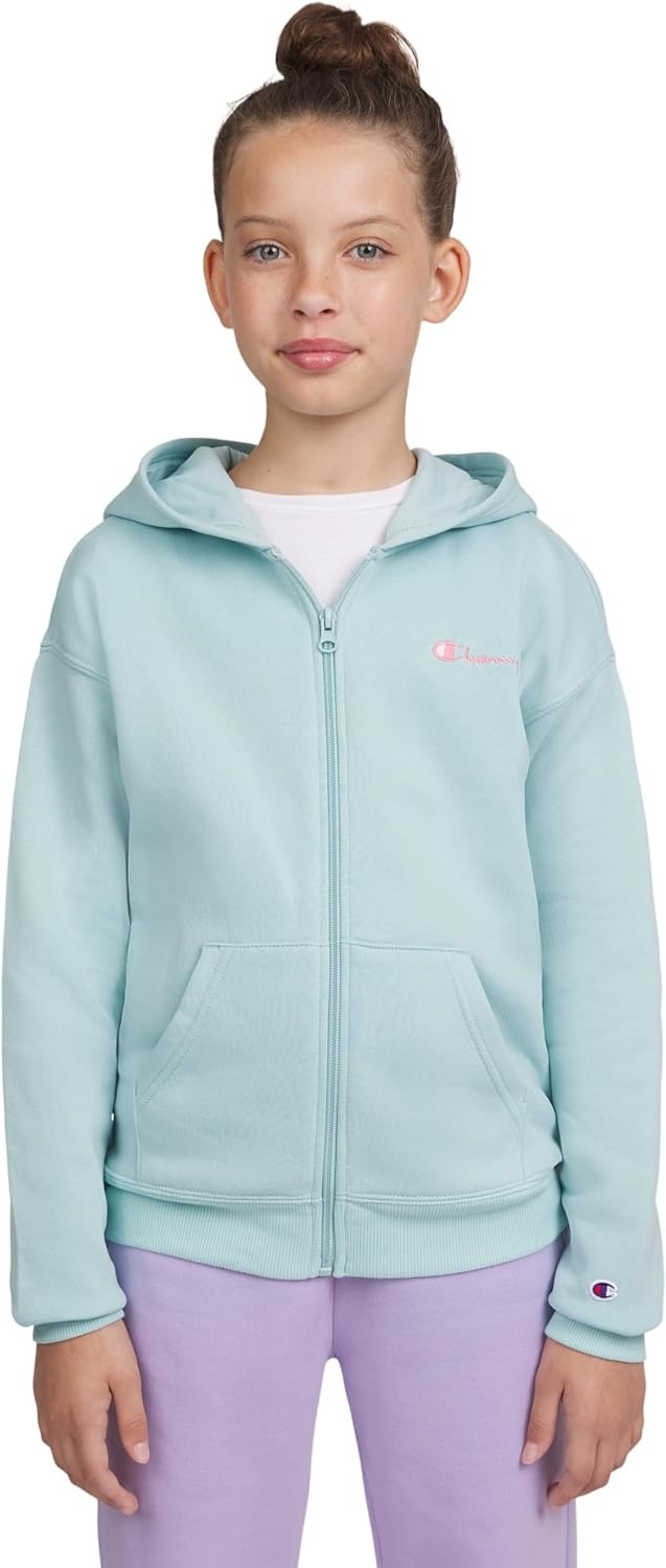 imageChampion Girls Athletic Zip Front Hoodie Sweatshirt for GirlsLight Blue