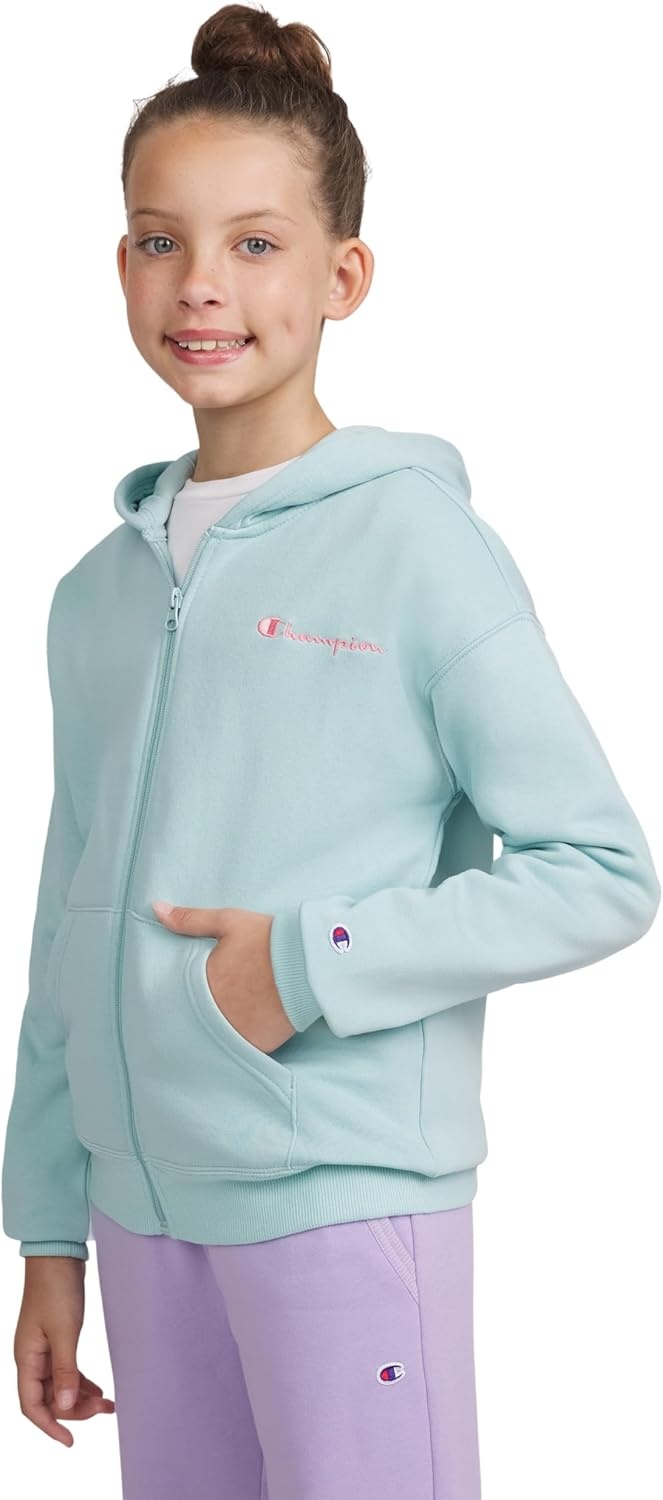 imageChampion Girls Athletic Zip Front Hoodie Sweatshirt for GirlsLight Blue