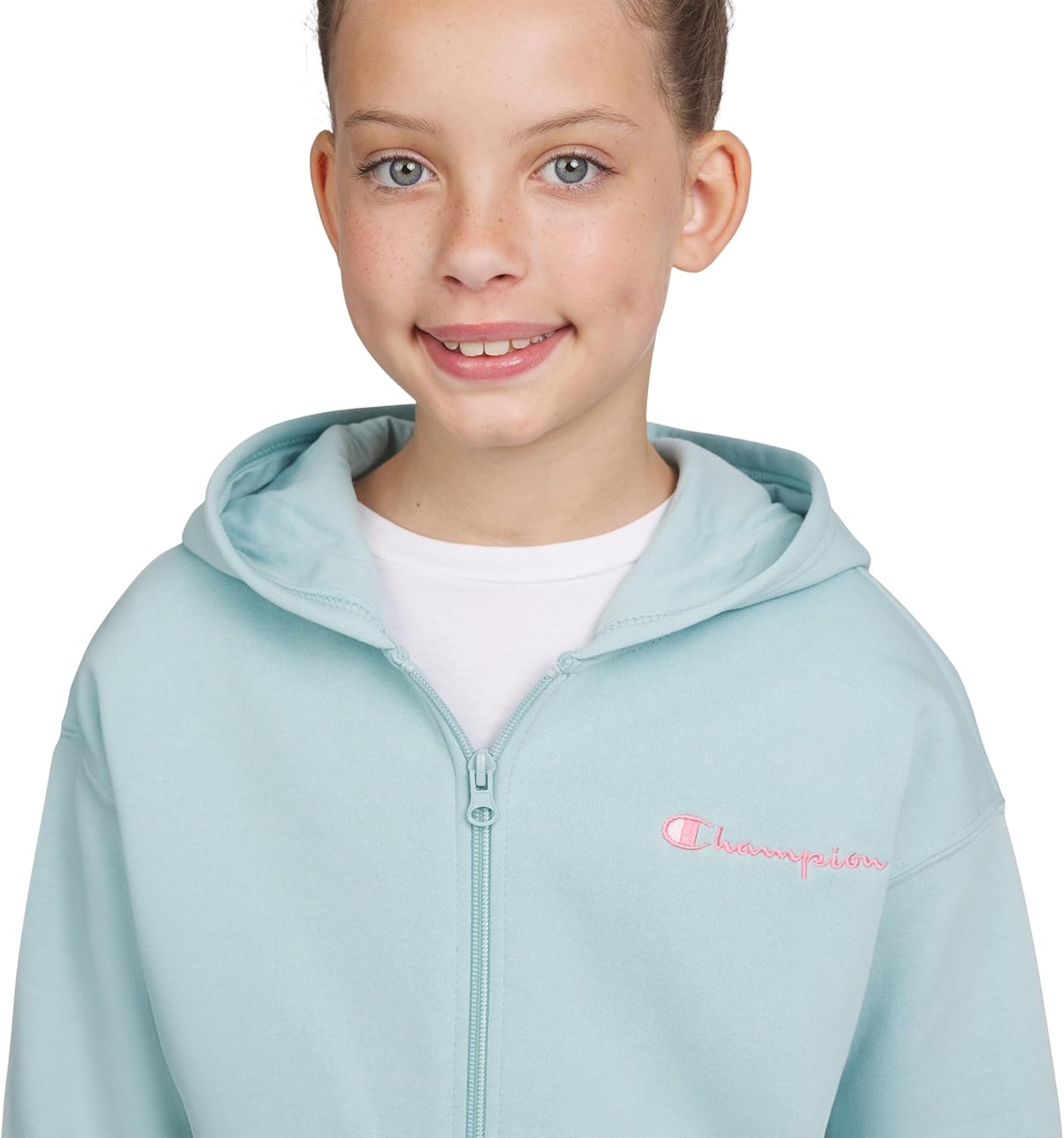 imageChampion Girls Athletic Zip Front Hoodie Sweatshirt for GirlsLight Blue