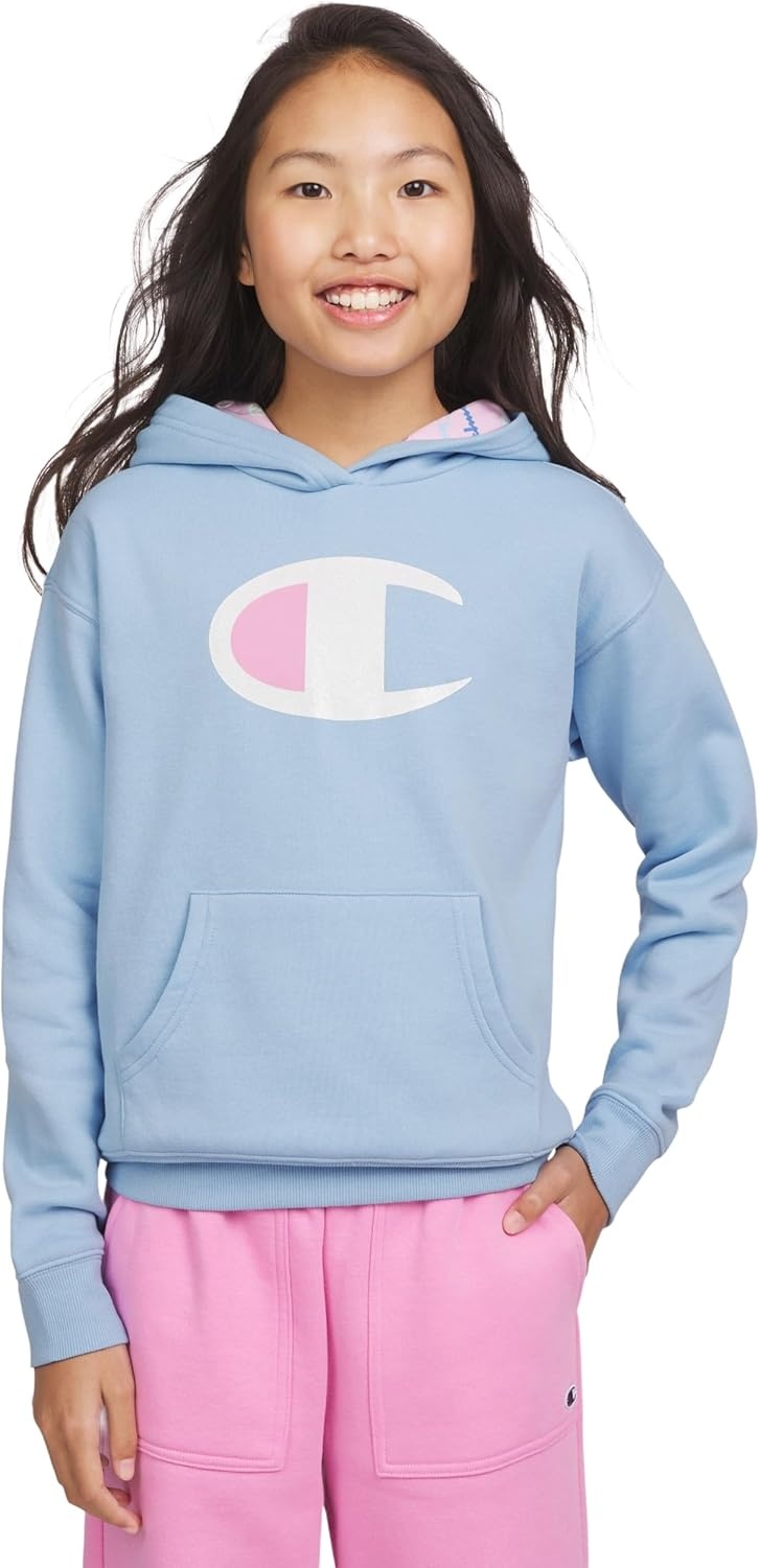 imageChampion Girls Athletic Zip Front Hoodie Sweatshirt for GirlsPlacid Blue