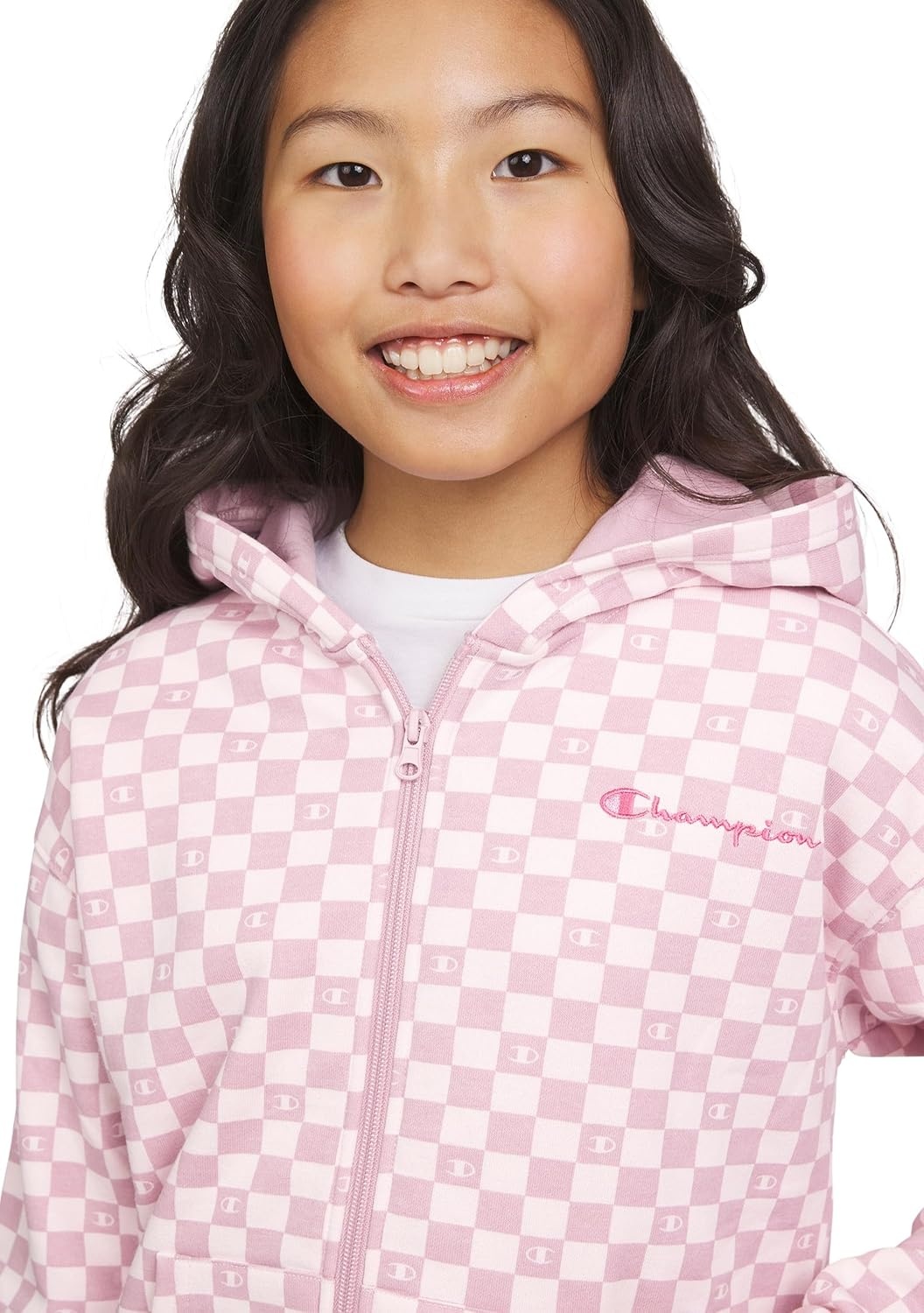 imageChampion Girls Athletic Zip Front Hoodie Sweatshirt for GirlsSweet Lilac Check