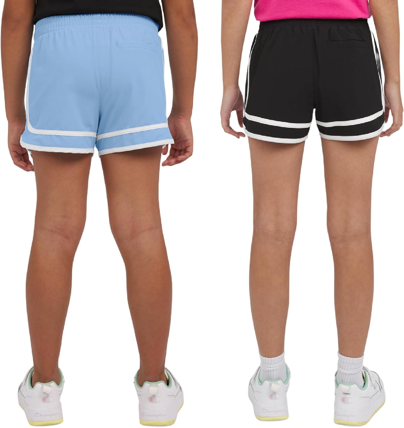 imageChampion Girls Heritage Foldover Mesh Running Basketball Short 275 Inch InseamBlackdutch Blue