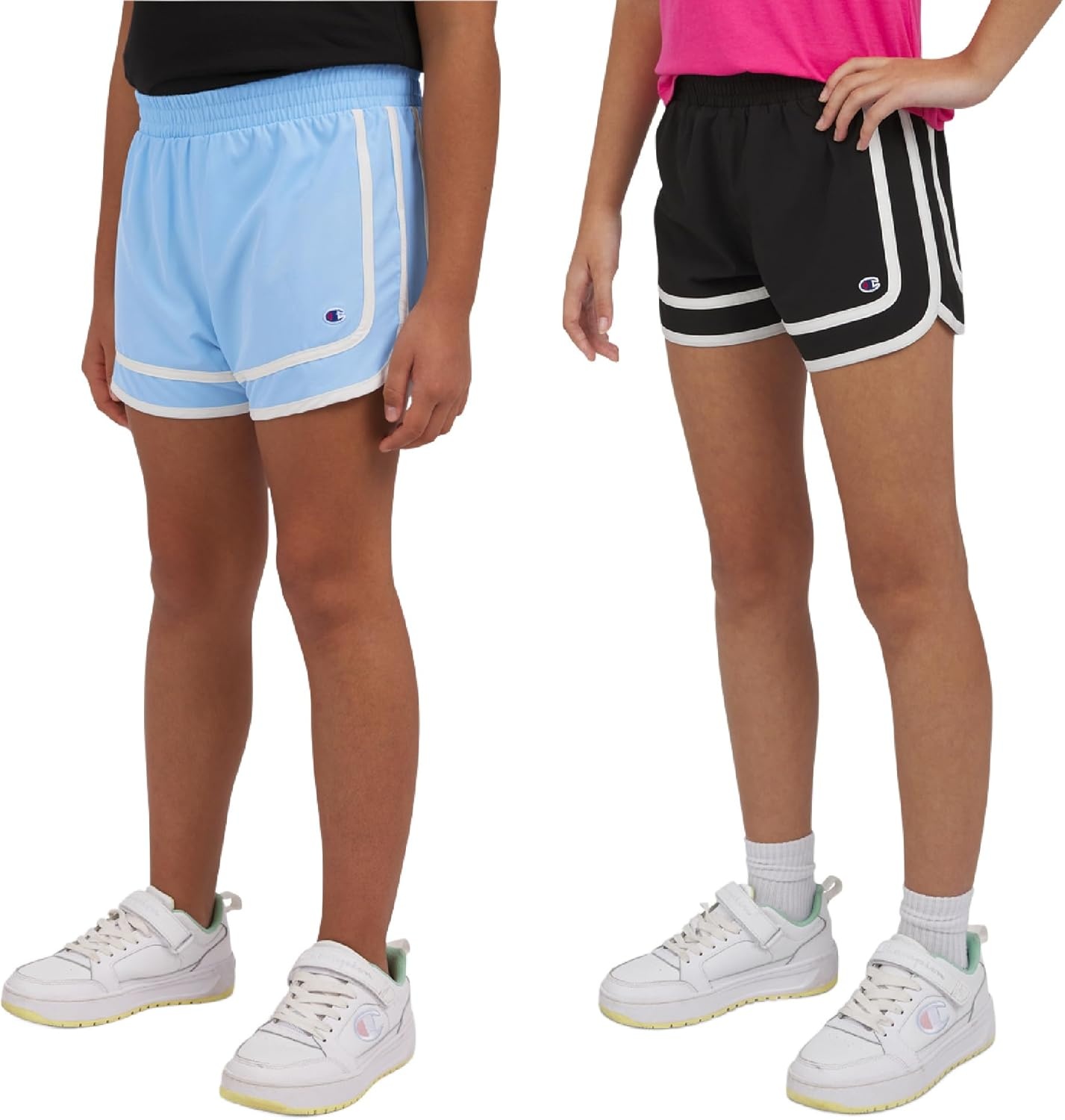 imageChampion Girls Heritage Foldover Mesh Running Basketball Short 275 Inch InseamBlackdutch Blue