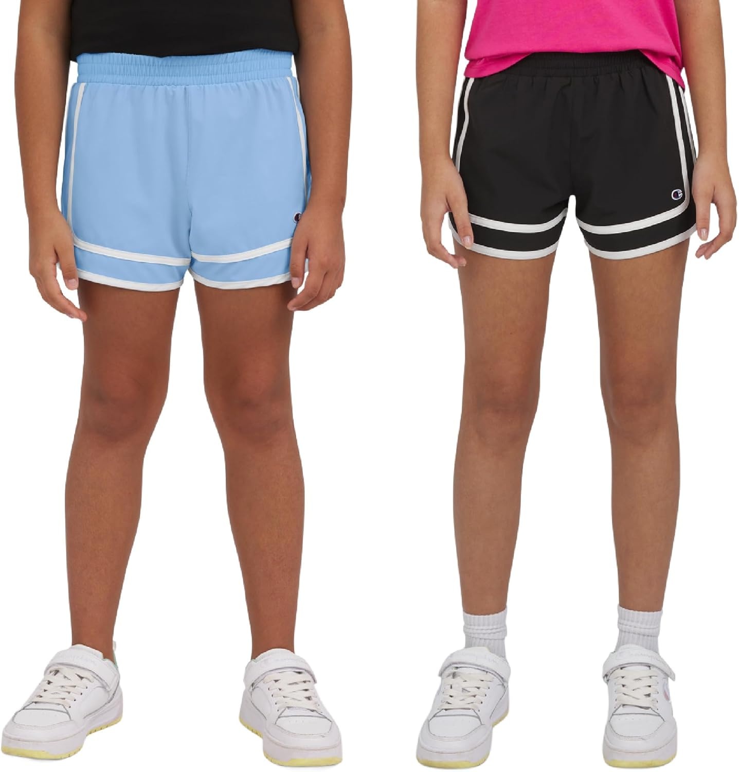 imageChampion Girls Heritage Foldover Mesh Running Basketball Short 275 Inch InseamBlackdutch Blue
