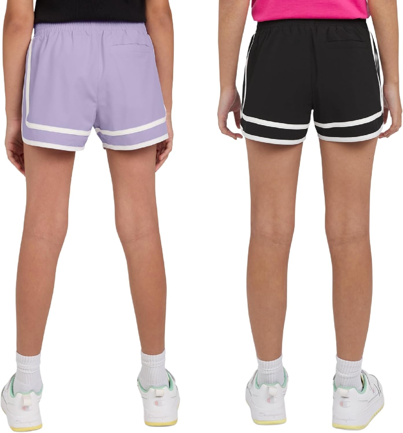 imageChampion Girls Heritage Foldover Mesh Running Basketball Short 275 Inch InseamBlackpastel Lilac