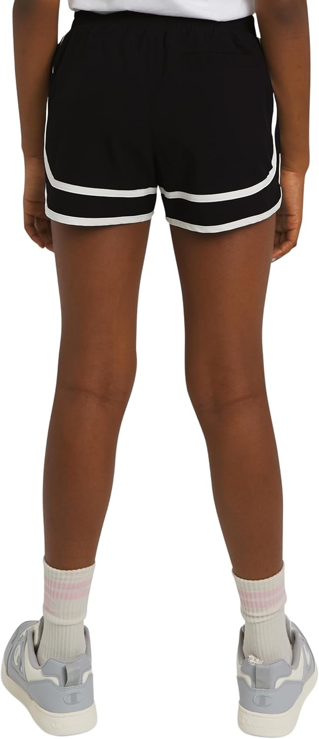 imageChampion Girls Heritage Foldover Mesh Running Basketball Short 275 Inch InseamJet Black
