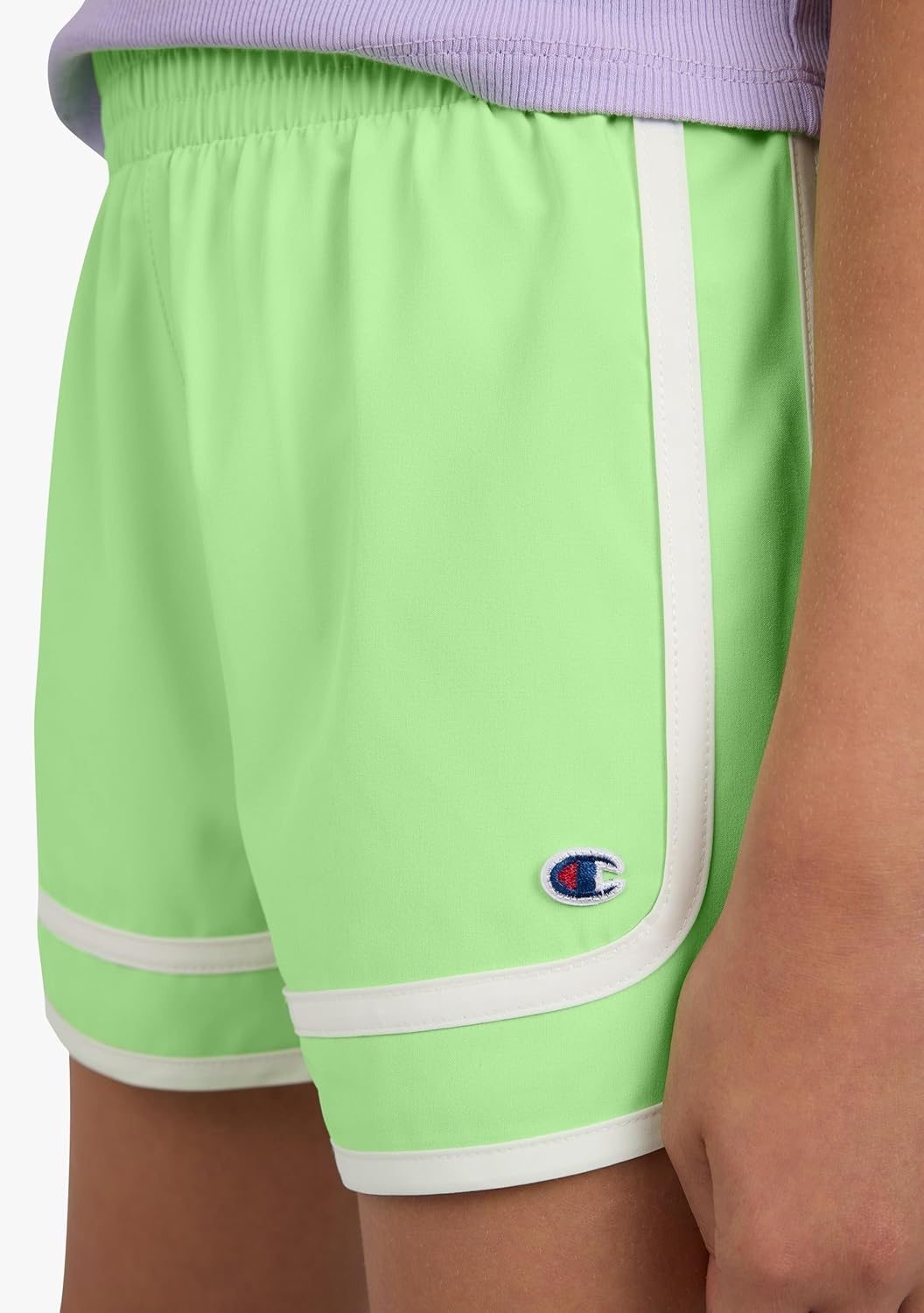 imageChampion Girls Heritage Foldover Mesh Running Basketball Short 275 Inch InseamParadise Green