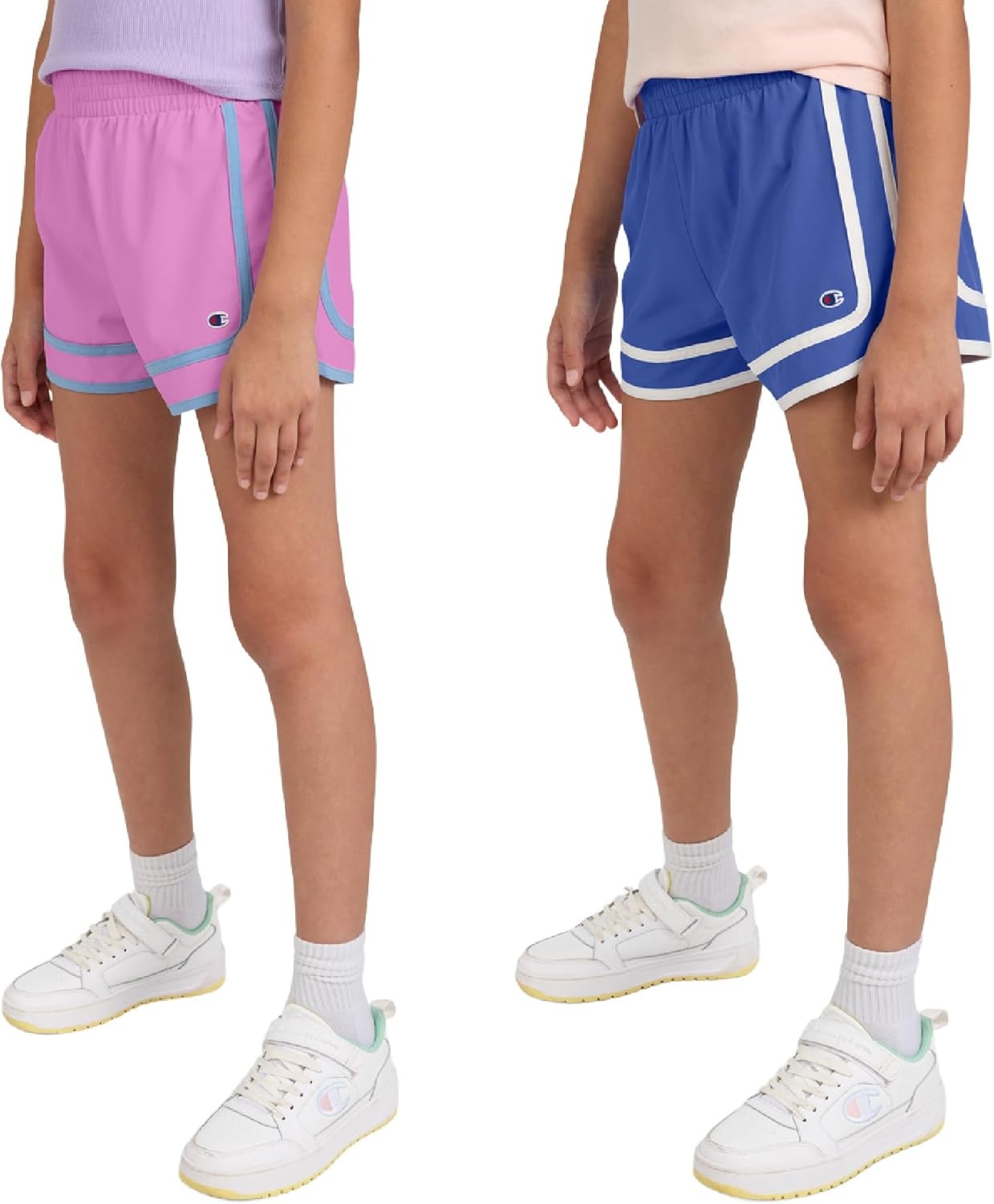 imageChampion Girls Heritage Foldover Mesh Running Basketball Short 275 Inch InseamSaxony Bluepurple