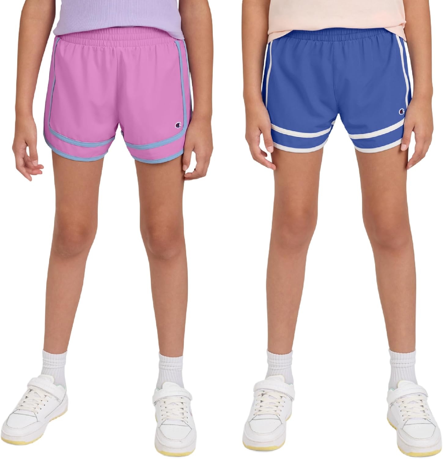 imageChampion Girls Heritage Foldover Mesh Running Basketball Short 275 Inch InseamSaxony Bluepurple