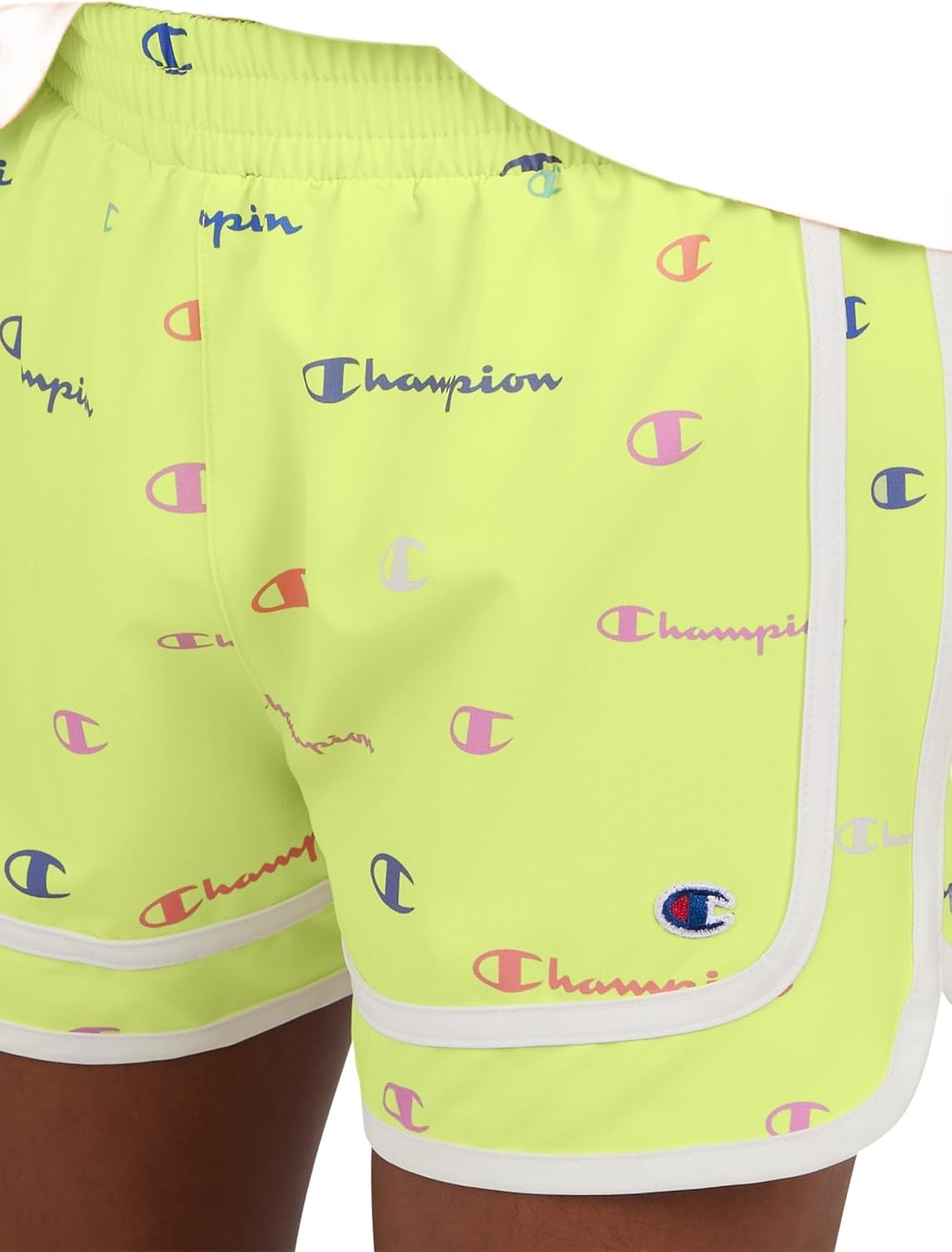 imageChampion Girls Heritage Foldover Mesh Running Basketball Short 275 Inch InseamSunny Lime