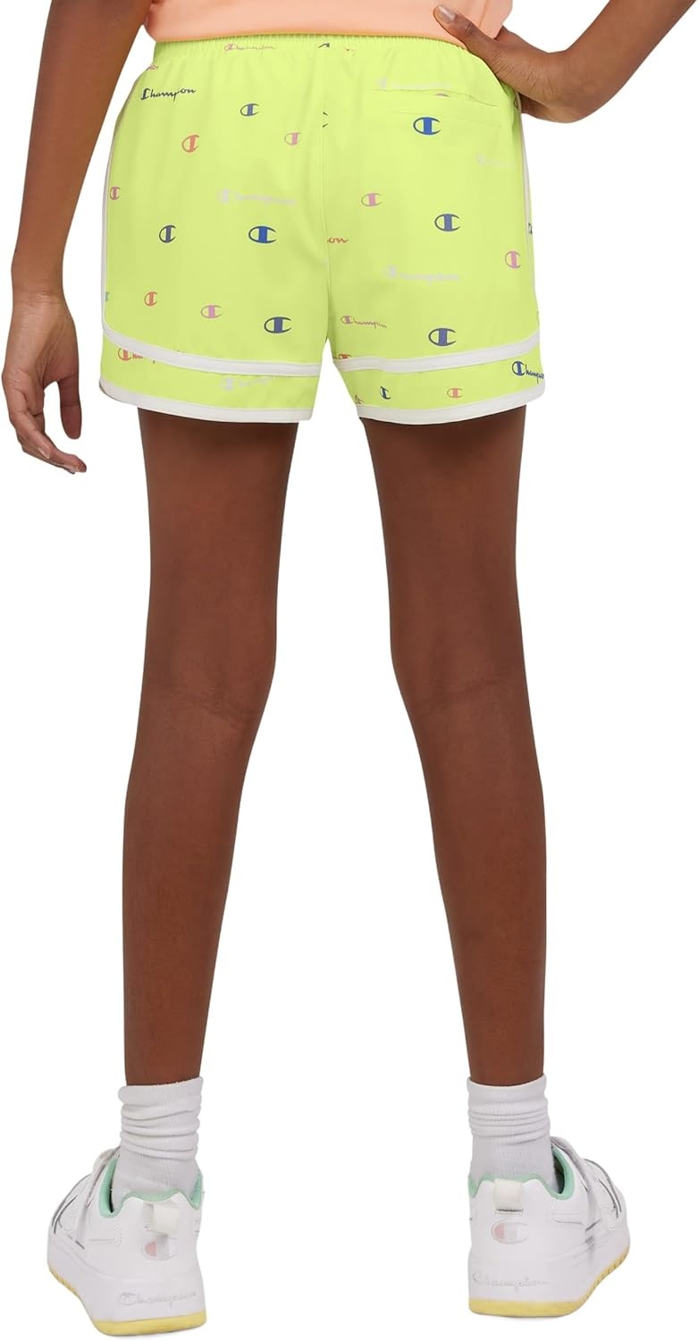 imageChampion Girls Heritage Foldover Mesh Running Basketball Short 275 Inch InseamSunny Lime
