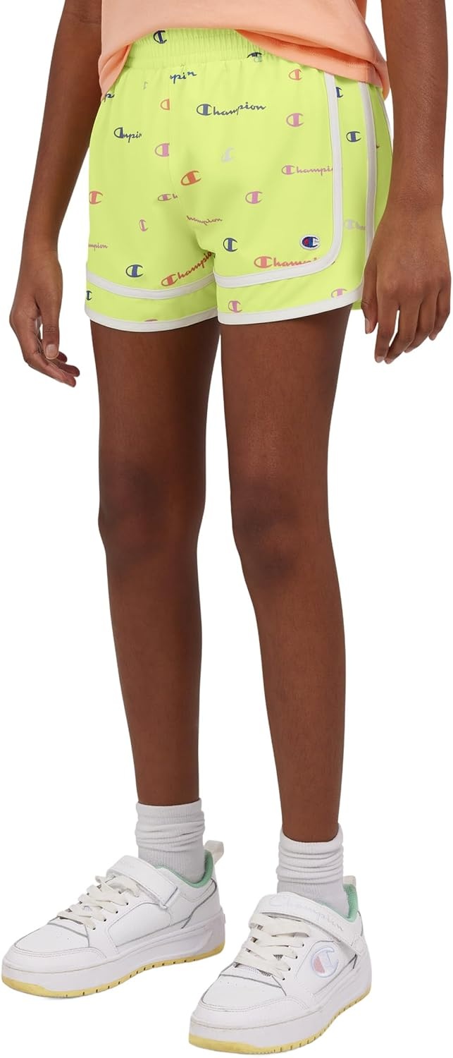 imageChampion Girls Heritage Foldover Mesh Running Basketball Short 275 Inch InseamSunny Lime