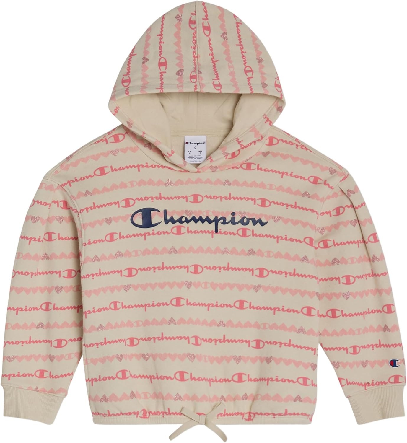 imageChampion Girls Hoodie and Sweatpant Set for Kids Athletic Fleece SweatsuitBeige