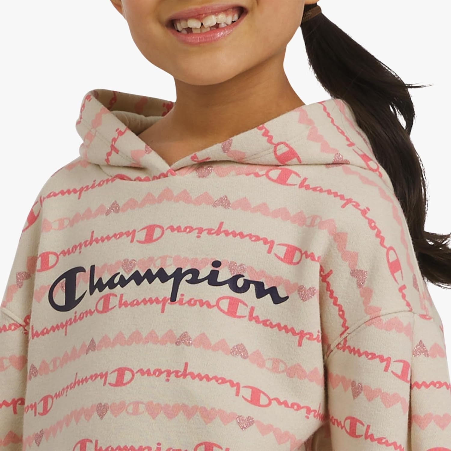 imageChampion Girls Hoodie and Sweatpant Set for Kids Athletic Fleece SweatsuitBeige