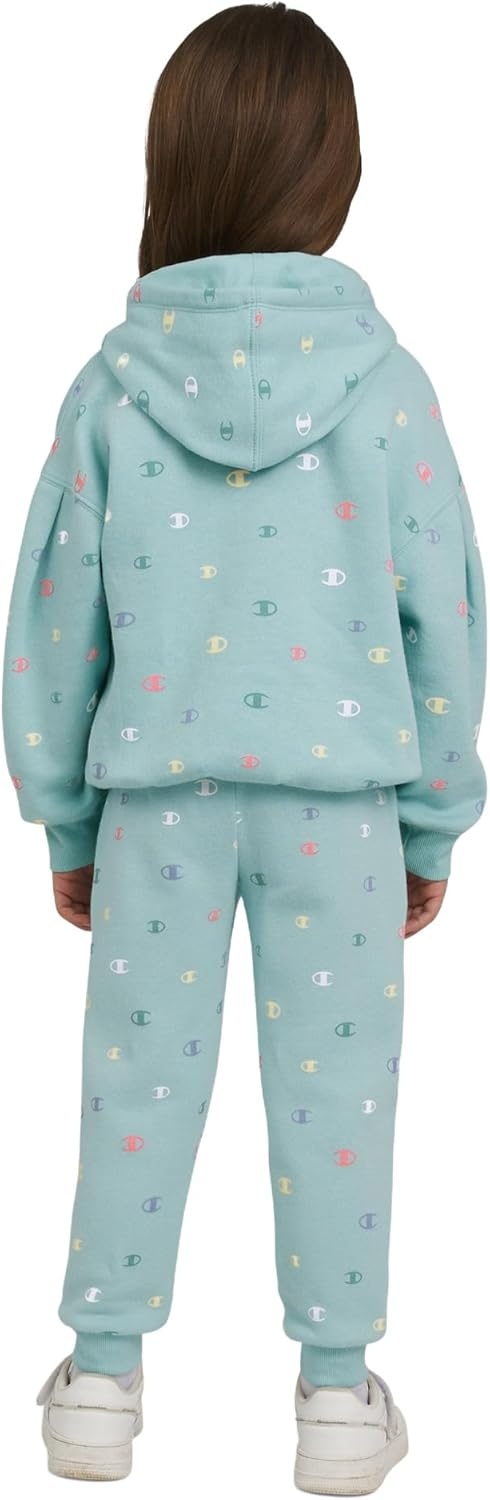 imageChampion Girls Hoodie and Sweatpant Set for Kids Athletic Fleece SweatsuitCanal Blue