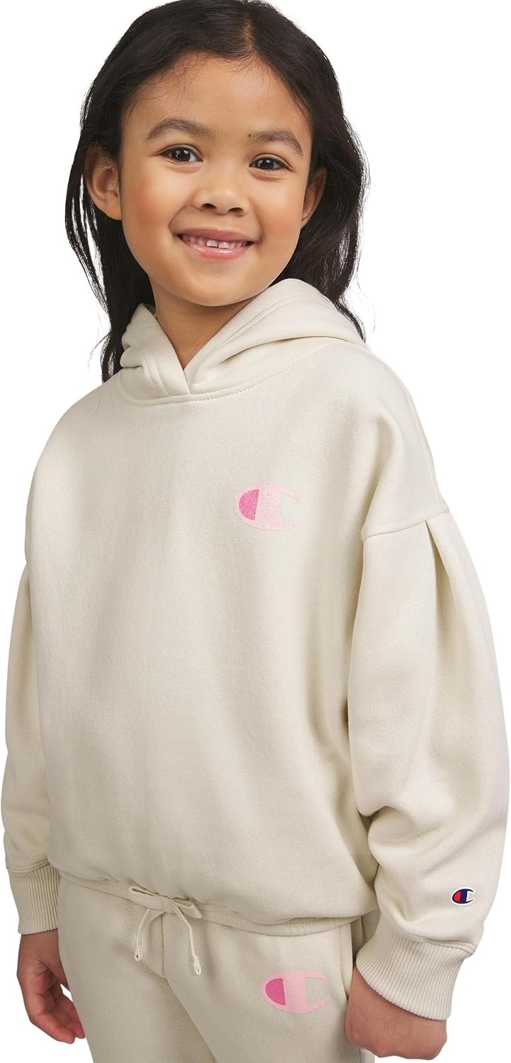 imageChampion Girls Hoodie and Sweatpant Set for Kids Athletic Fleece SweatsuitCream