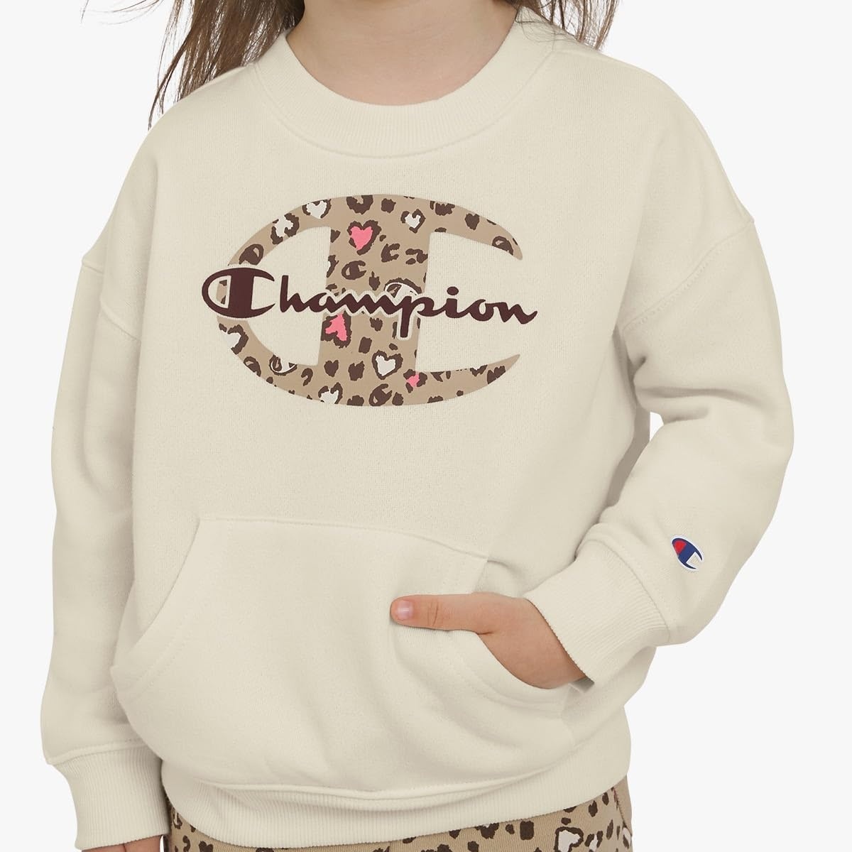 imageChampion Girls Hoodie and Sweatpant Set for Kids Athletic Fleece SweatsuitEgret