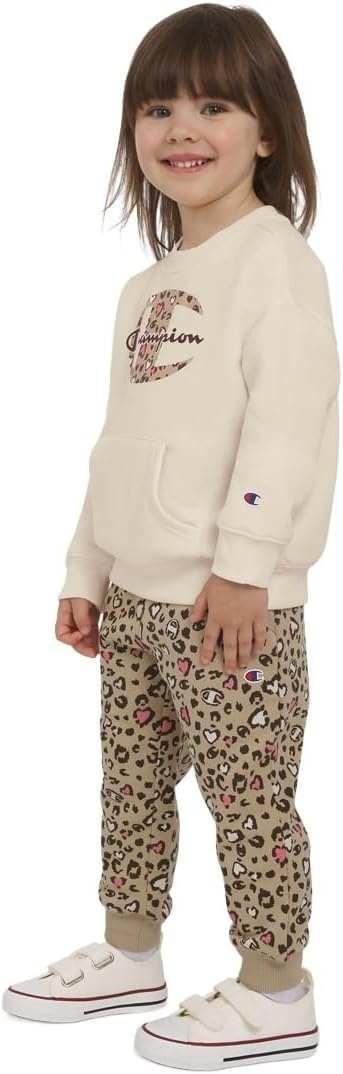 imageChampion Girls Hoodie and Sweatpant Set for Kids Athletic Fleece SweatsuitEgret