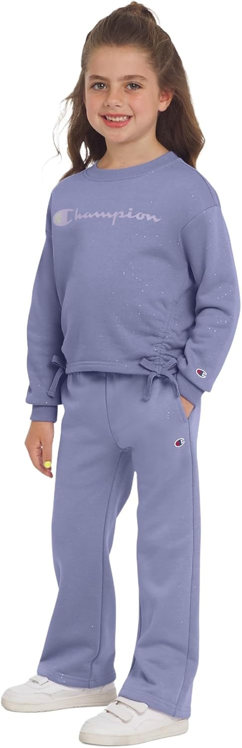 imageChampion Girls Hoodie and Sweatpant Set for Kids Athletic Fleece SweatsuitMeadow