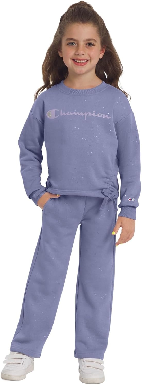 imageChampion Girls Hoodie and Sweatpant Set for Kids Athletic Fleece SweatsuitMeadow