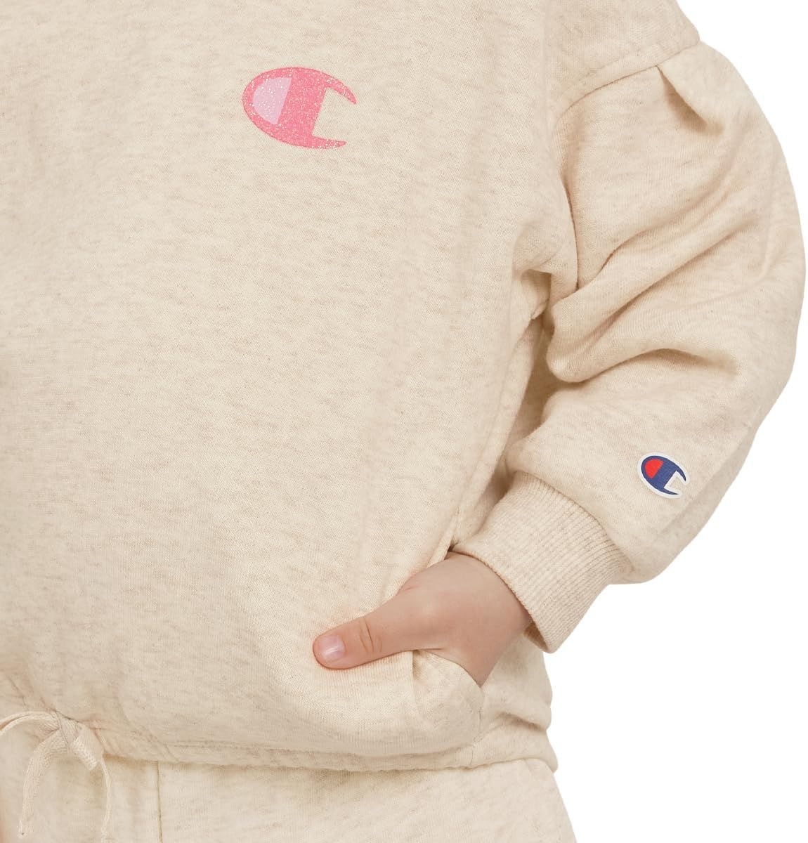imageChampion Girls Hoodie and Sweatpant Set for Kids Athletic Fleece SweatsuitOatmeal