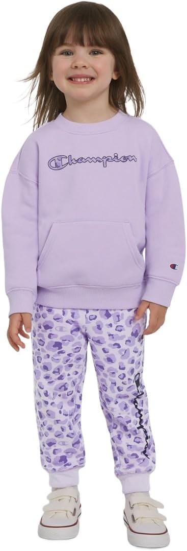 imageChampion Girls Hoodie and Sweatpant Set for Kids Athletic Fleece SweatsuitPastel Lilac