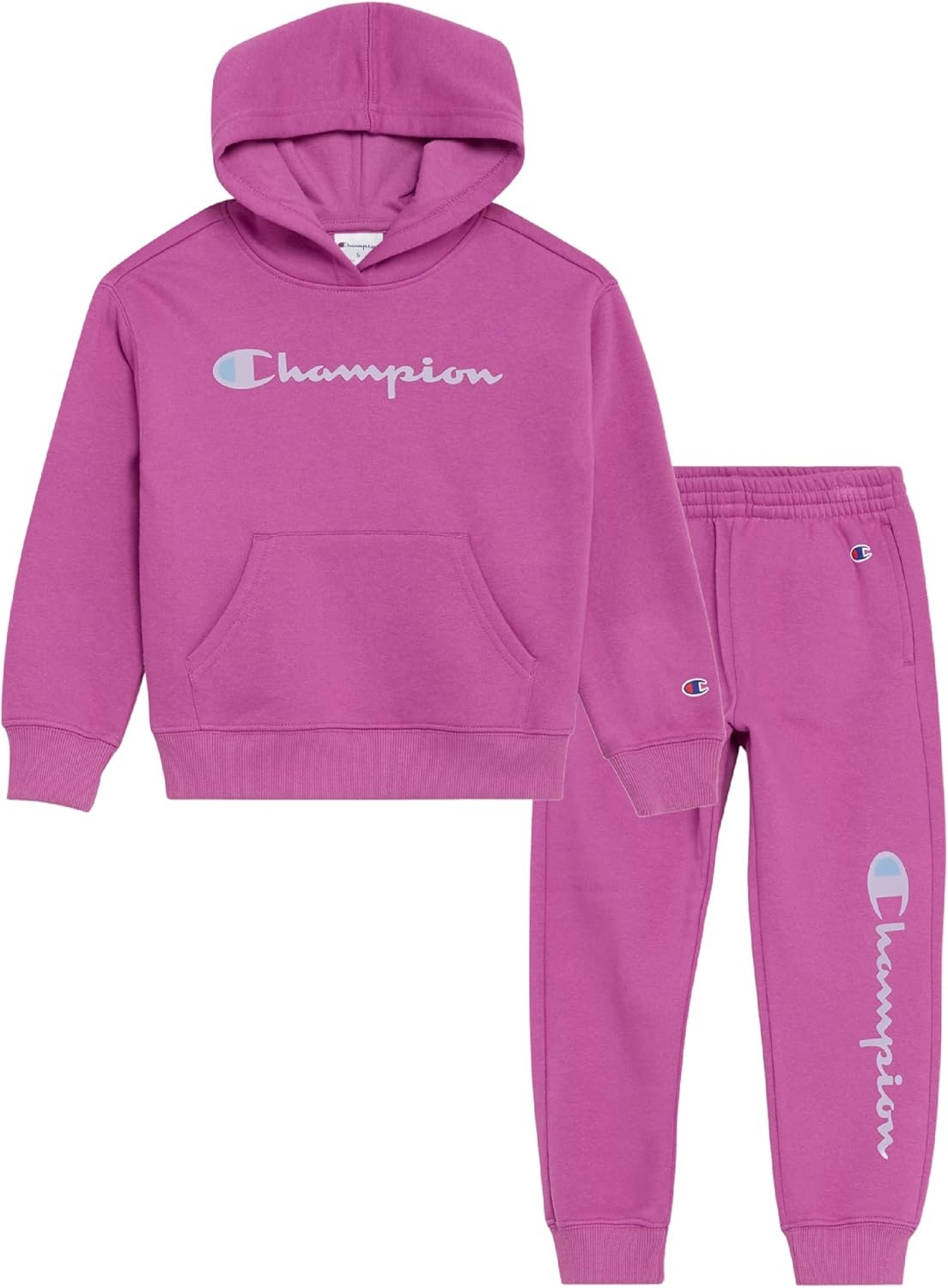 imageChampion Girls Hoodie and Sweatpant Set for Kids Athletic Fleece SweatsuitRosebud
