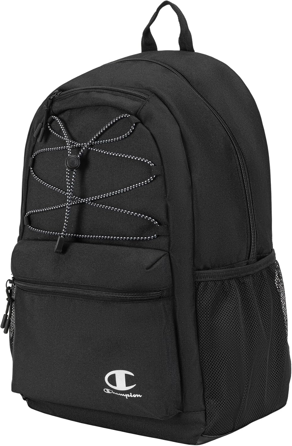 imageChampion Kids Bungee Backpack with Padded Straps Water Bottle Pocket Carry Handle for Daily Use Black One SizeBlack