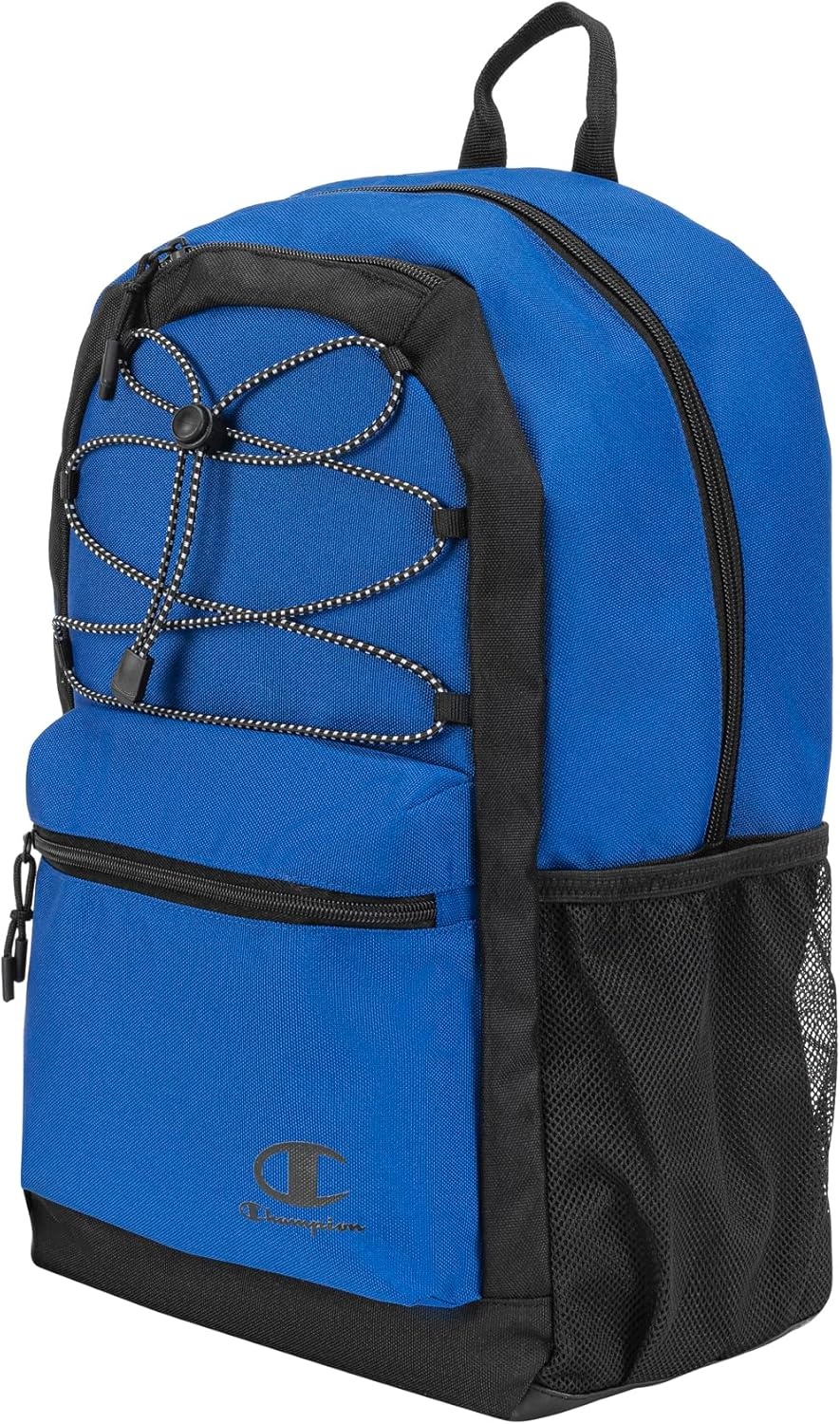 imageChampion Kids Bungee Backpack with Padded Straps Water Bottle Pocket Carry Handle for Daily Use Black One SizeBlue