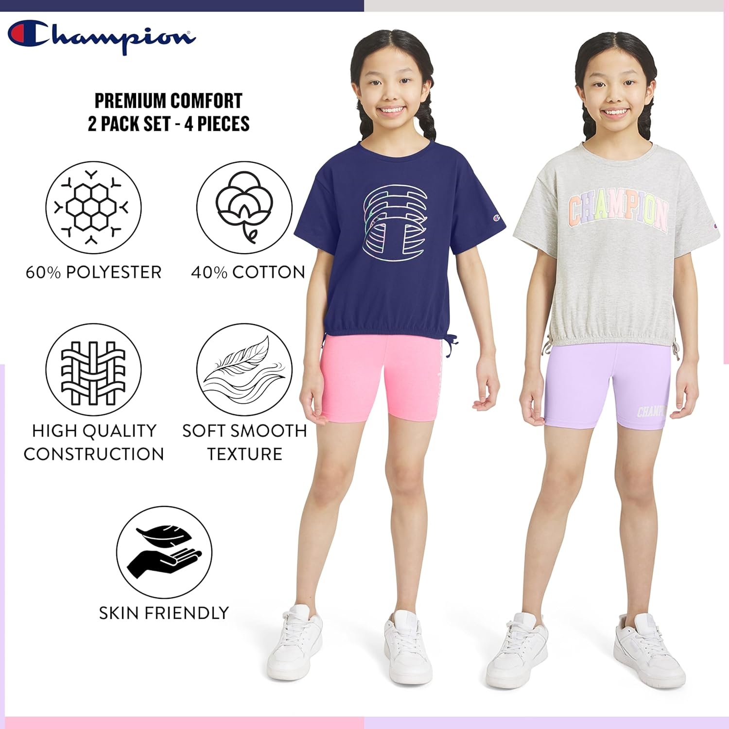 imageChampion girls Champion Girls Athletic Short SetsGrey Heather