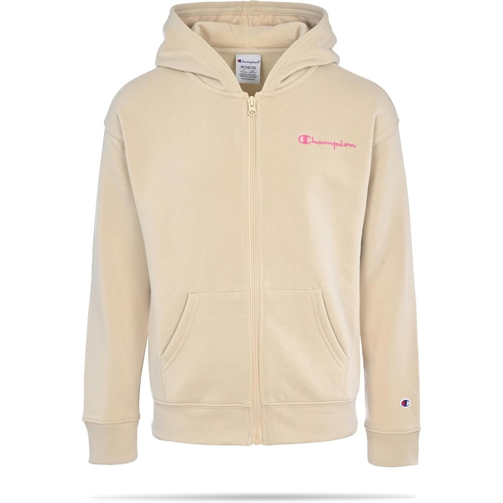 imageChampion Girls Athletic Zip Front Hoodie Sweatshirt for GirlsKhaki Signature