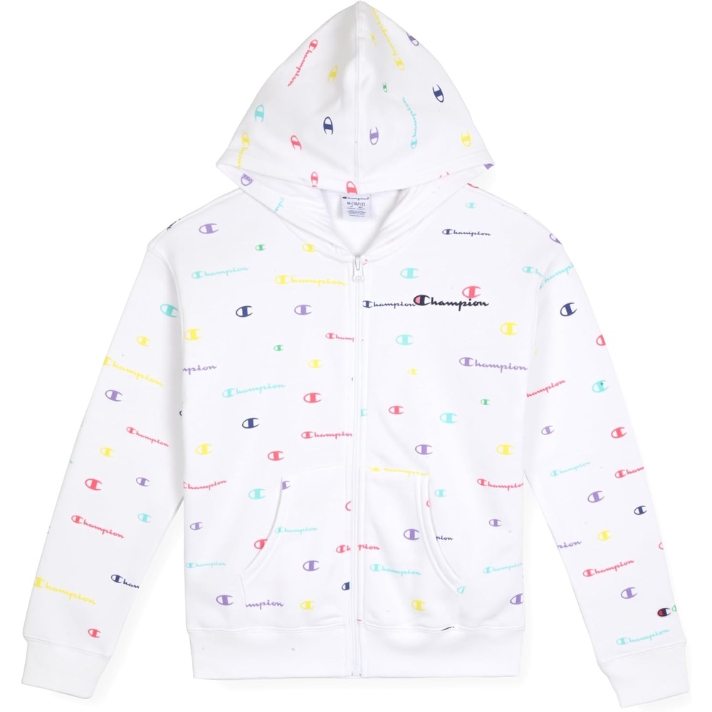 imageChampion Girls Athletic Zip Front Hoodie Sweatshirt for GirlsSignature Bright White