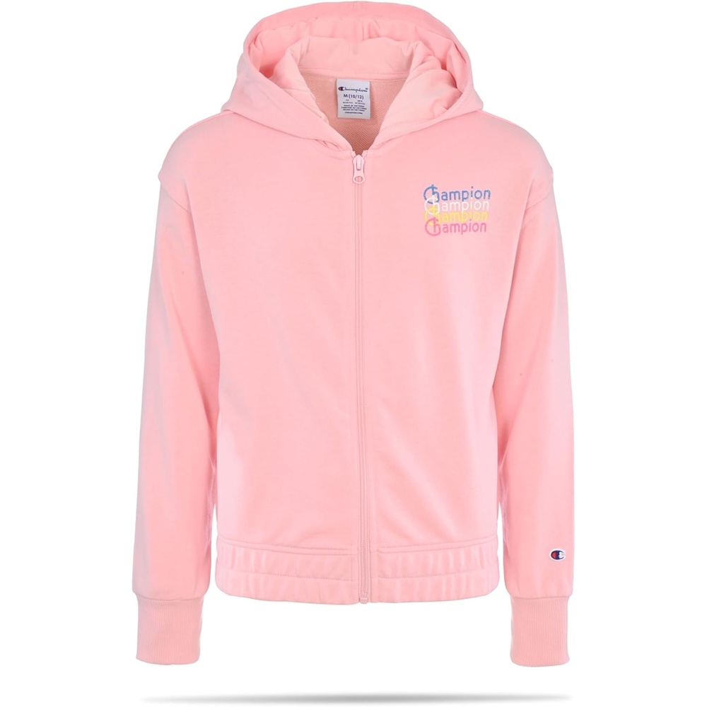 imageChampion Girls Athletic Zip Front Hoodie Sweatshirt for GirlsSoft Pink Signature