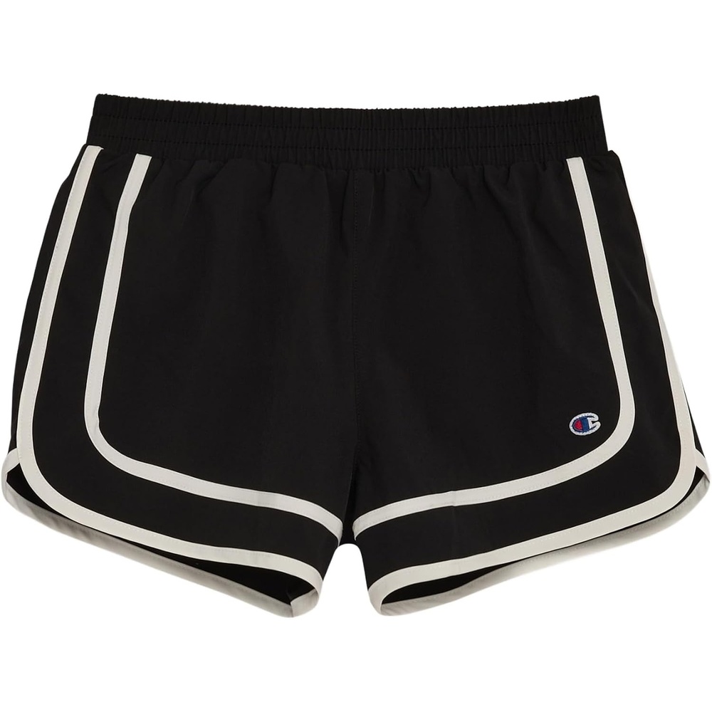 imageChampion Girls Heritage Foldover Mesh Running Basketball Short 275 Inch InseamJet Black