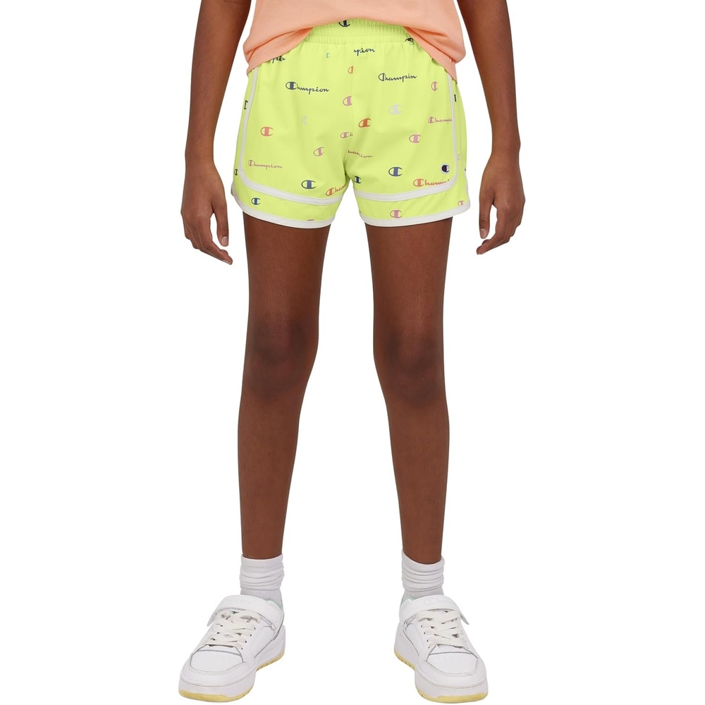 imageChampion Girls Heritage Foldover Mesh Running Basketball Short 275 Inch InseamSunny Lime