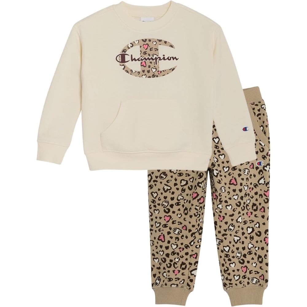 imageChampion Girls Hoodie and Sweatpant Set for Kids Athletic Fleece SweatsuitEgret