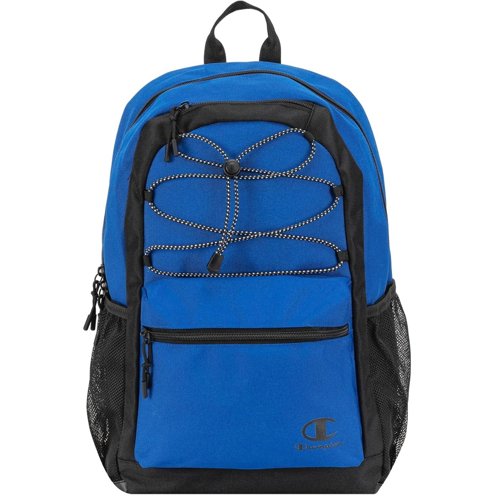 imageChampion Kids Bungee Backpack with Padded Straps Water Bottle Pocket Carry Handle for Daily Use Black One SizeBlue