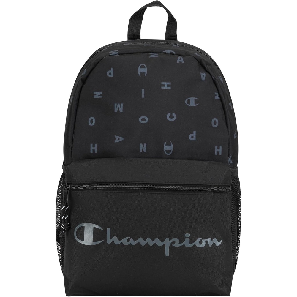 imageChampion Kids Merit Backpack with Padded Straps Water Bottle Pocket and Laptop Compartment for Daily Use PinkBlack One SizeBlackGrey