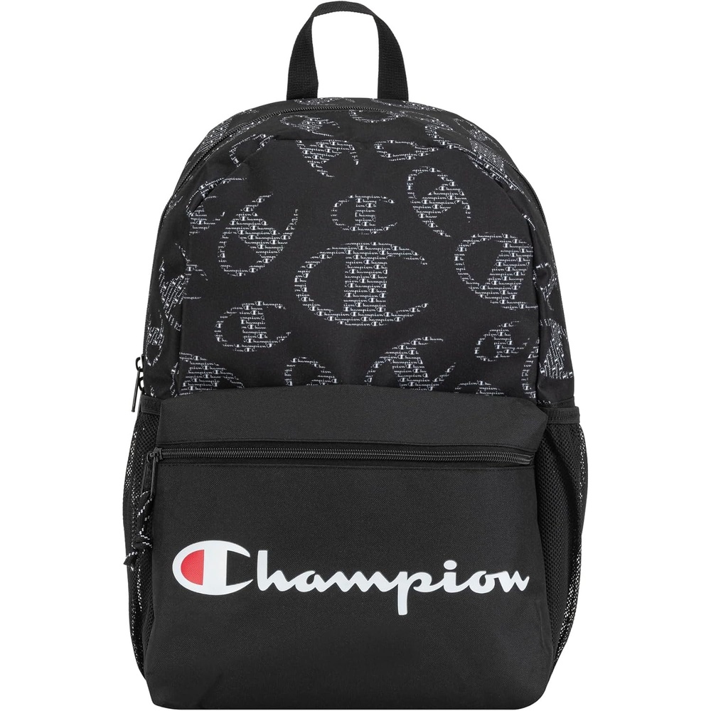 imageChampion Kids Merit Backpack with Padded Straps Water Bottle Pocket and Laptop Compartment for Daily Use PinkBlack One SizeBlackWhite