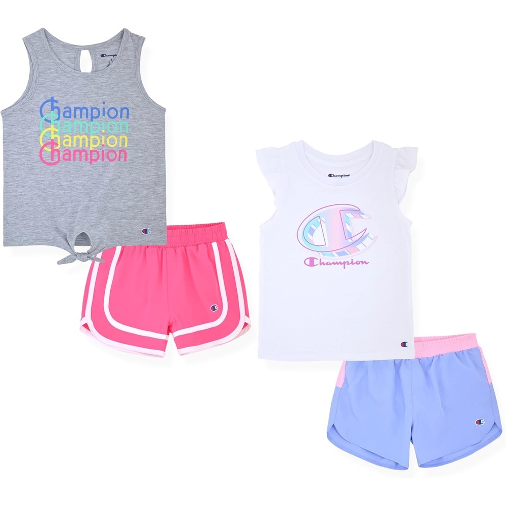 imageChampion girls Champion Girls Athletic Short SetsHeather Greybright White