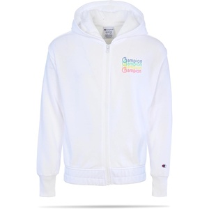 Champion Girls’ Athletic Zip Front Hoodie Sweatshirt for Girls(Bright White Signature)