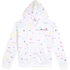 Champion Girls’ Athletic Zip Front Hoodie Sweatshirt for Girls(Signature Bright White)