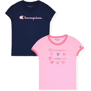 Champion Girls’ Champion Girls Short Sleeve Tee Shirt(Navy Blue-lilac Sachet)
