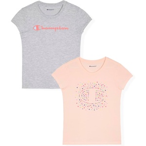 Champion Girls’ Champion Girls Short Sleeve Tee Shirt(Pink Mist-grey Heather)