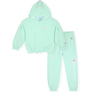 Champion Girls Hoodie and Sweatpant Set for Kids Athletic Fleece Sweatsuit(Aqua Sky)