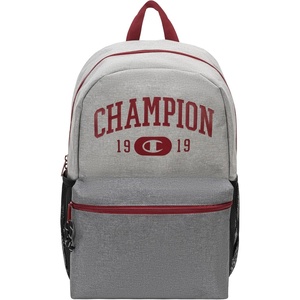 Champion Kids’ Merit Backpack with Padded Straps, Water Bottle Pocket and Laptop Compartment for Daily Use, Pink/Black, One Size(Oxford Heather/Tibetan Red)