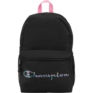 Champion Kids’ Merit Backpack with Padded Straps, Water Bottle Pocket and Laptop Compartment for Daily Use, Pink/Black, One Size(Pink/Black)