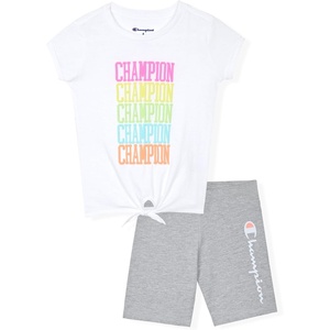 Champion girls Champion Girls Athletic Short Sets(Signture Bright White)